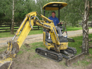 Construction worker on digger