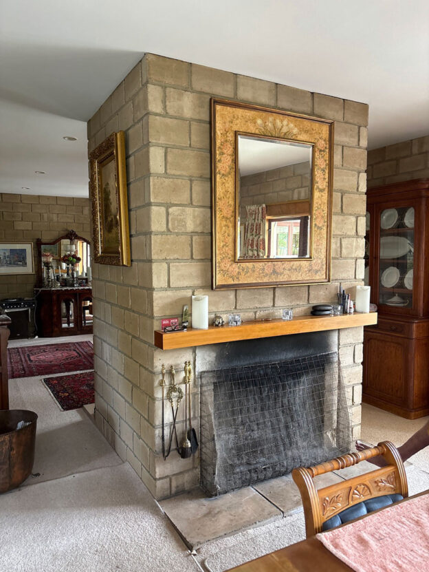 Alexandra schist stone fireplace